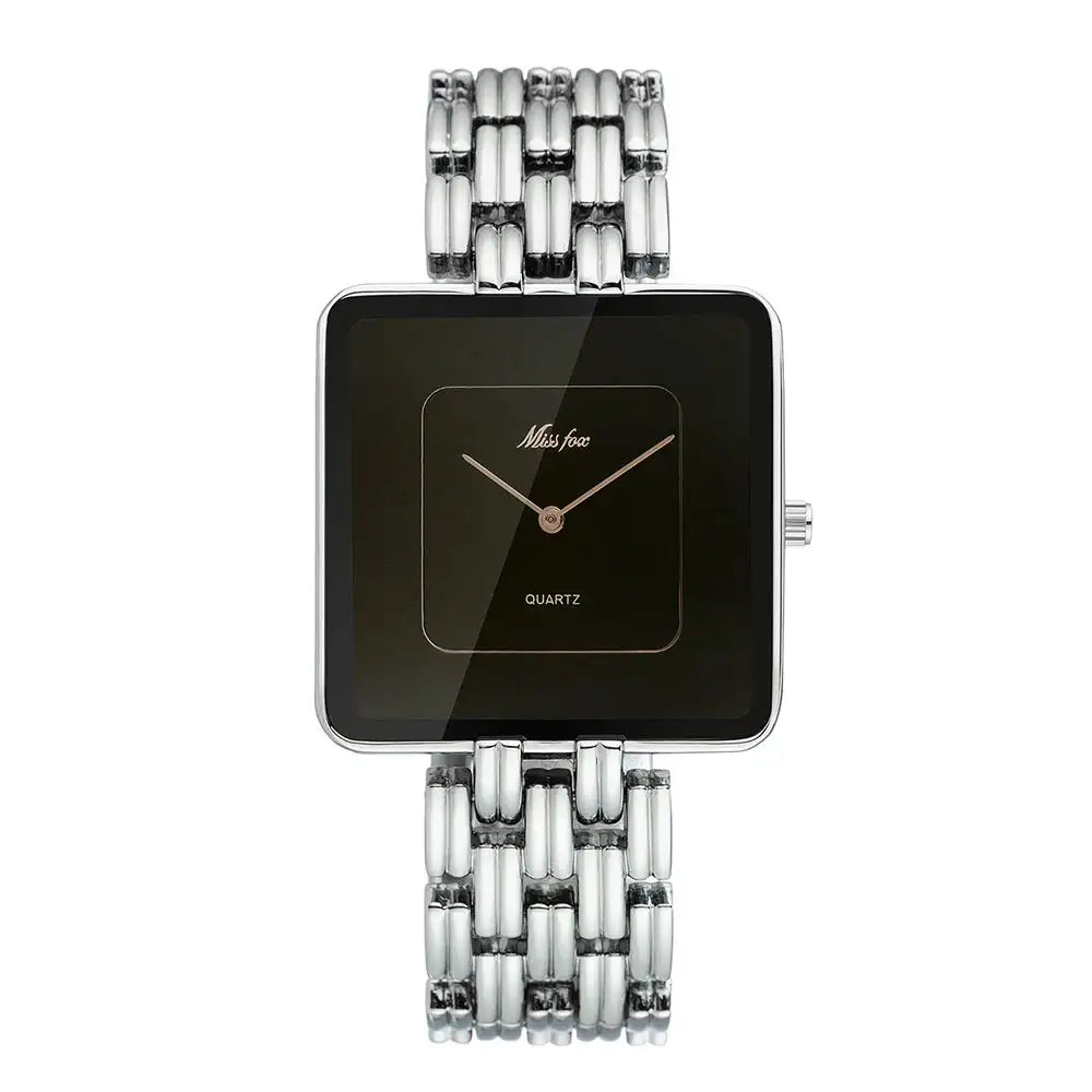 MISSFOX Brand Wristwatch Minimalist Fashion Quartz Watches Classic Design Square Dial Waterproof Stainless Steel Watch For Gift - Lootquake