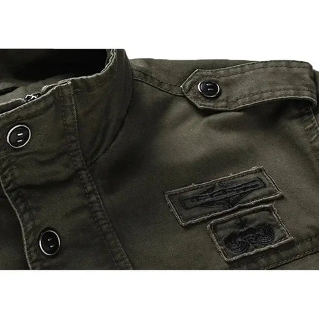 Men Work Jacket Spring and Autumn 2024 New Solid Color Retro Embroidery Outdoor Camping Windproof Coat Men Slim Fit windbreaker - Lootquake