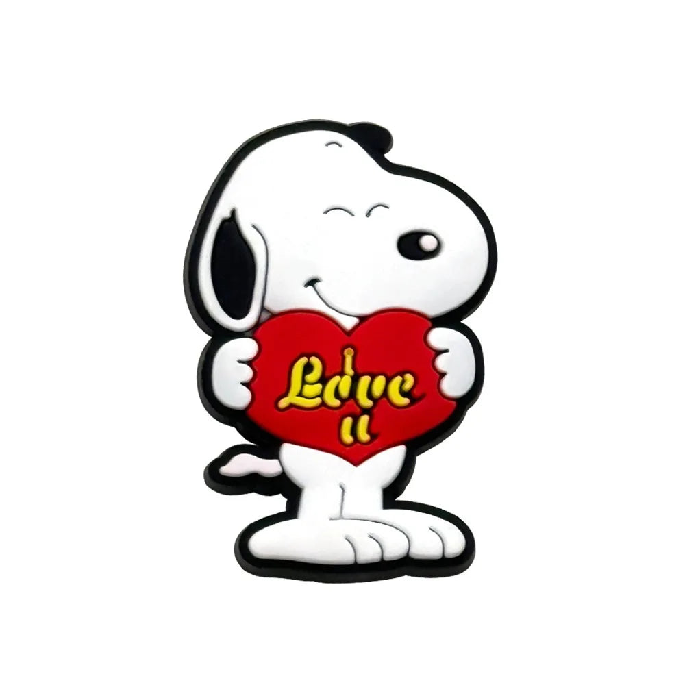 1 à 12 breloques de chaussures MINISO Snoopy, accessoires de dessin animé, sabots classiques, sandales, décoration de chaussures de jardin, bracelets, boucles, cadeaux pour enfants