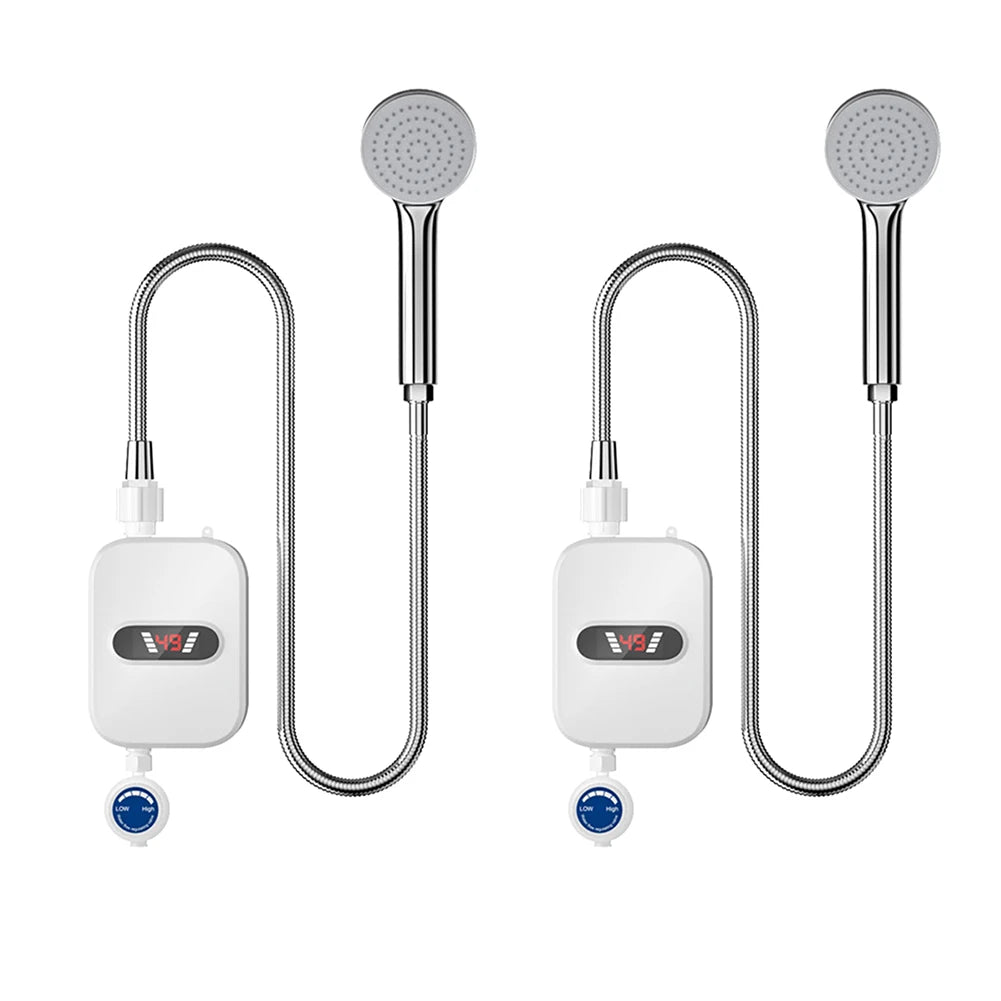 Mini calentador de agua instantáneo para ducha, impermeable, de acero inoxidable 304, calentador de agua eléctrico, ducha de calentamiento rápido, LCD digital para hotel