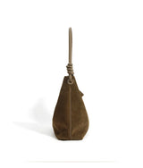 All-Match Chamois Matte Suede Cowhide Leather Tote | Large Capacity Designer Maillard Dressing Coffee Winter Ladies Handbag