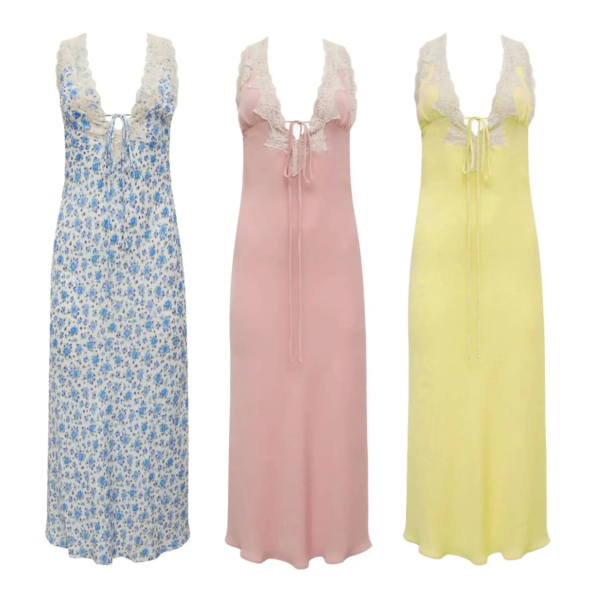 Y2K Chic Women Lace Trim Long Dress 90s Vintage Sexy V Neck Tie Up Backless Bodycon Elegant Lady Club Party Night Cocktail Dress - Lootquake