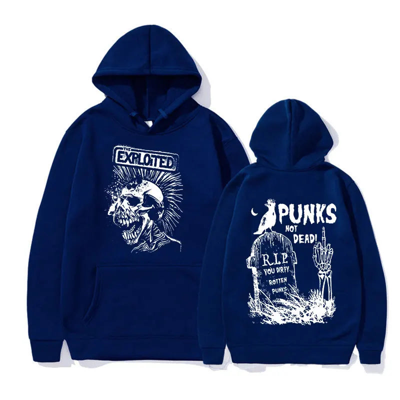 Rock Band The Exploited Not Dead Pullover Hoodie Men's Fashion Hip Hop Sweatshirts Unisex Punk Retro Oversized Hoodies Streetwea - Lootquake