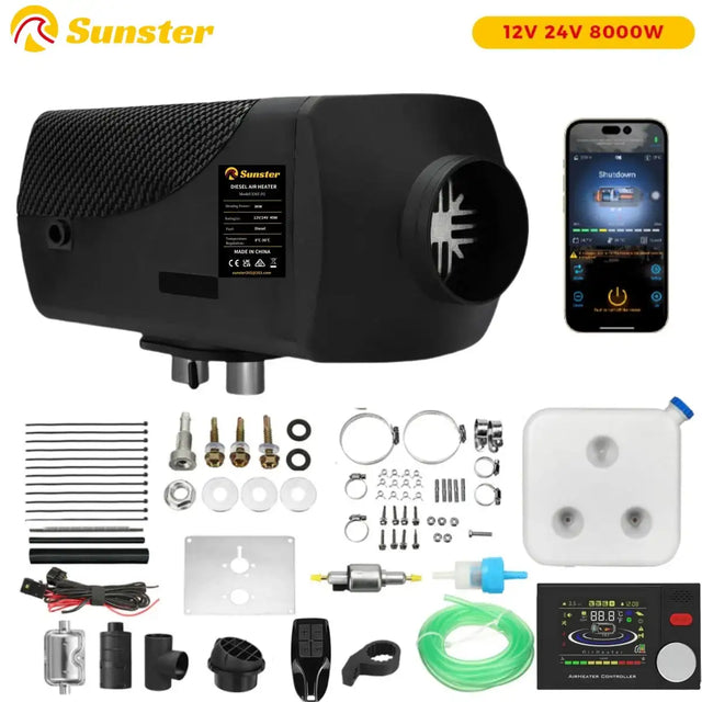8KW portable Diesel Air Heater 12V&24V bluetooth App & Remote Control w/Automatic Altitude Night Heater for RV tent campervan - Lootquake