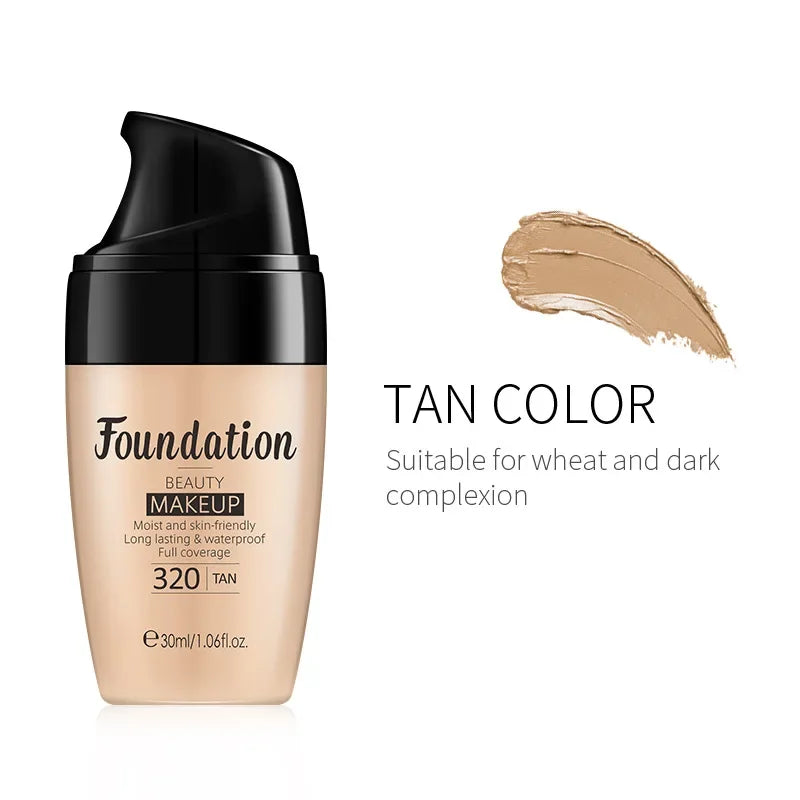 LAIKOU Base de maquillaje líquida hidratante de larga duración, cosmética facial, iluminadora natural, tono base, maquillaje, 30 ml
