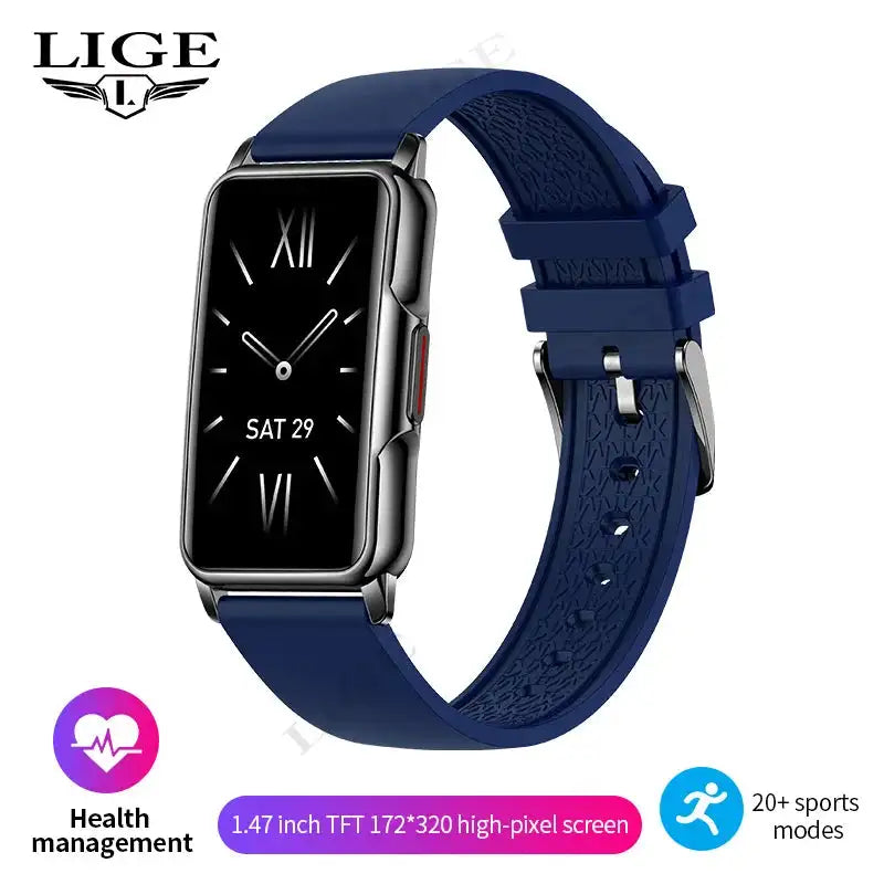 LIGE New Fashion Smart Watch Ladies Message Push Blood Pressure DIY Custom Dial Sports Bracelet Waterproof Men Smartwatch Women - Lootquake