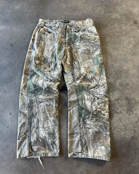 Y2k Camouflage Jeans New Harajuku Hip Hop Vintage Oversize Denim Pants Fashion Men Women Straight Leg Wide Leg Jeans Streetwear - Lootquake