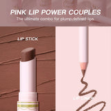 USHAS,Lipstick + lip liner set, matte finish, waterproof, long-lasting and non-staining, velvet nude lip gloss