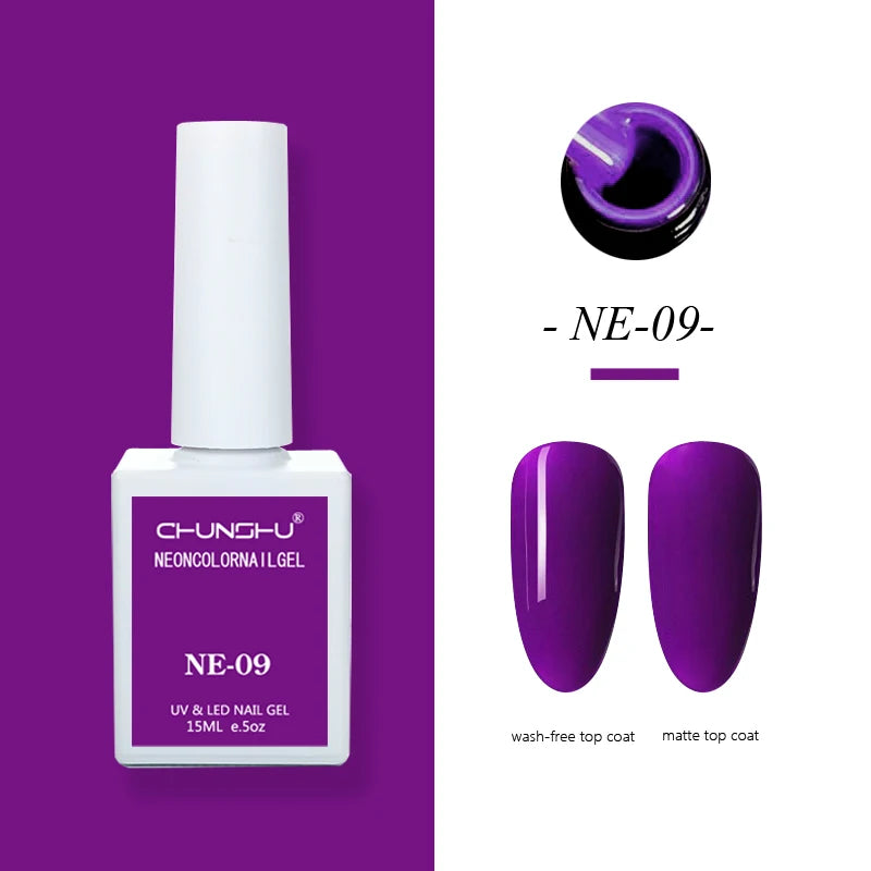 CHUNSHU 15ml Fluorescence Gel Nail Polish Semi Permanent UV/LED Nail Gel Long Lasting Varnish For Nails Art Manicures Soak Off