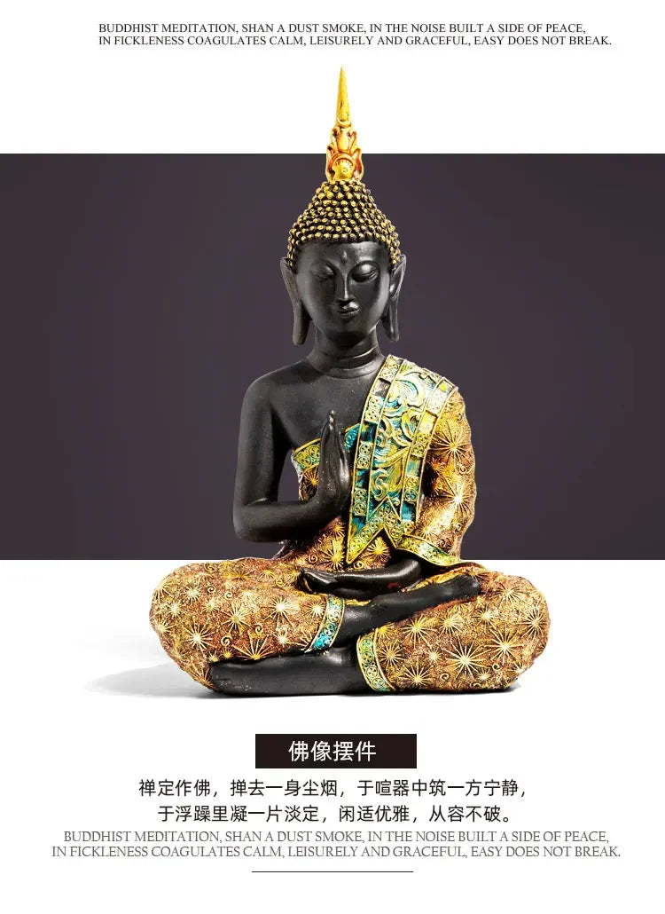 Estatua grande de Buda de Tailandia, escultura de Buda de resina verde hecha a mano, budismo hindú, fengshui, figura de meditación, decoración del hogar