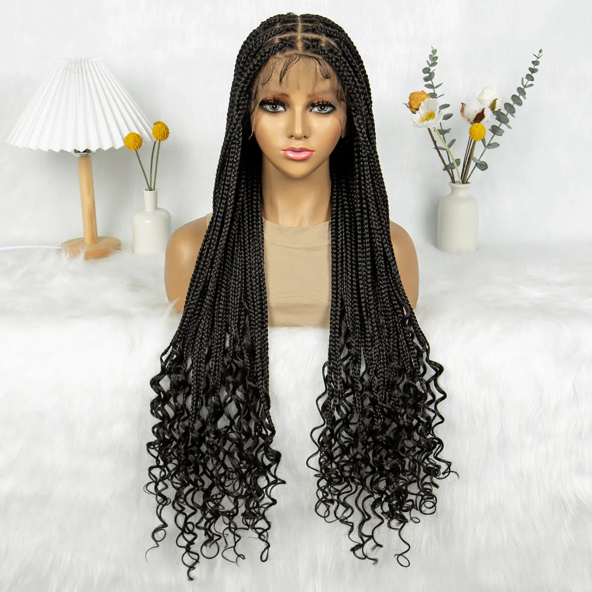 Black Cornrow Braided Wig | Full Lace Front | Twisted Braids | Crochet Hair
