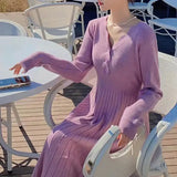 Sweater Long Dress For Woman Clothes Swing Casual Autumn Winter Knitted Korean Slim Long Sleeve Elegance Sweet Femal Clothing - Lootquake