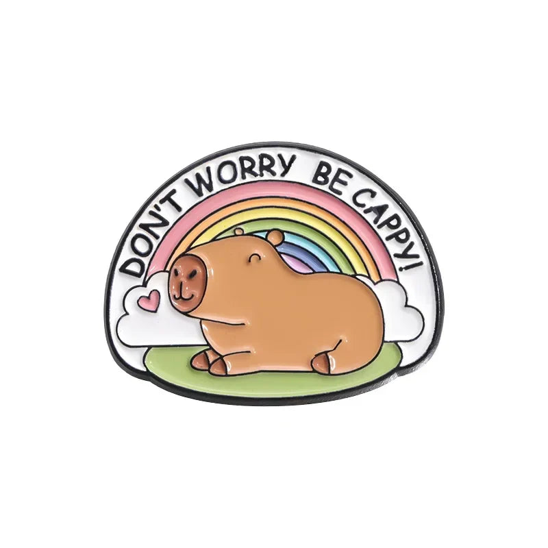 Cartoon Capybara Hippo Enamel Pin Cute Brooch Lapel Backpack Accessory