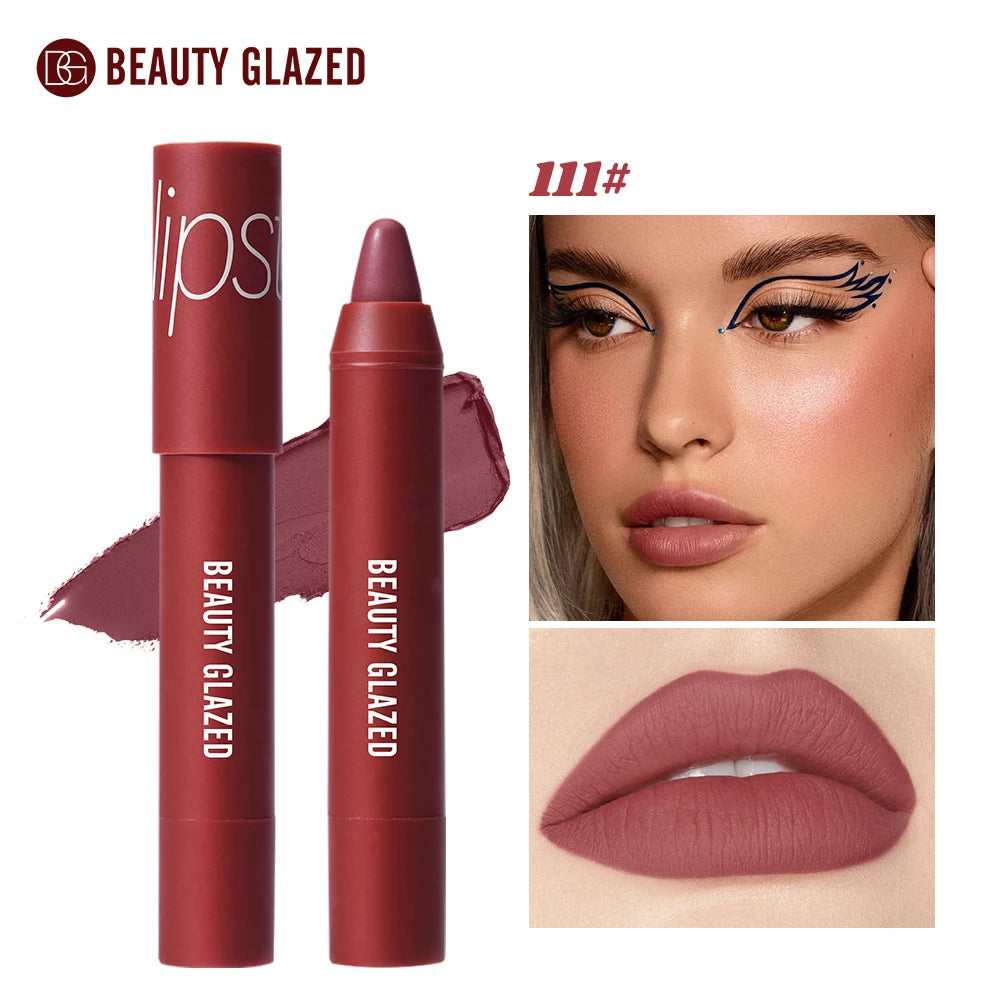 12-Color Matte Waterproof Lipstick Pen - Long-Lasting, Vibrant Berry Tone, Plant-Based Squalane, Smooth Application for All Skin
