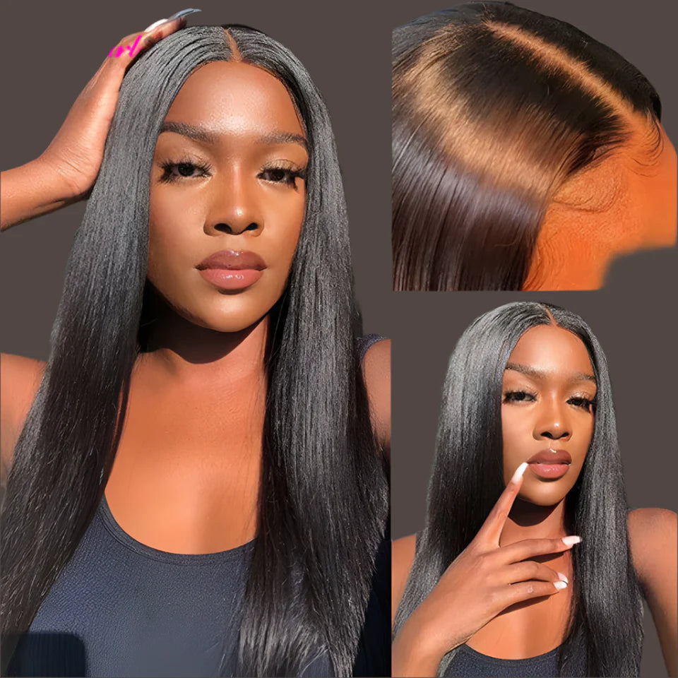 13x6 Lace Frontal Human Hair Wig | Straight Brazilian Remy Hair | Natural Black | 150%/180% Density | Pre-Plucked