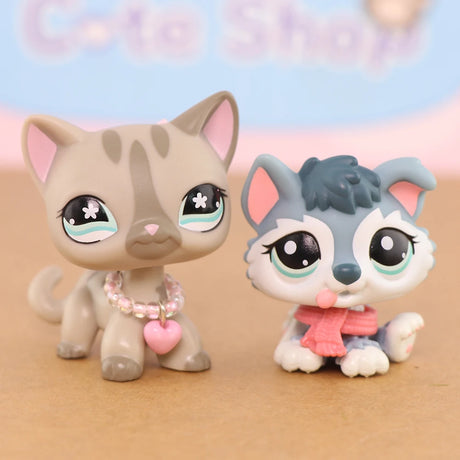 Mini 2pcs Lot Pet Shop Dogs and Cats Collectable With Accessories Best Gift For Kids Toy - Lootquake