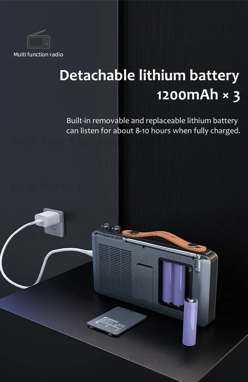 Enceintes Bluetooth sans fil SANSUI, radio pleine bande, lecteur vidéo LED HD, baladeur MP4 portable, batterie rechargeable intégrée