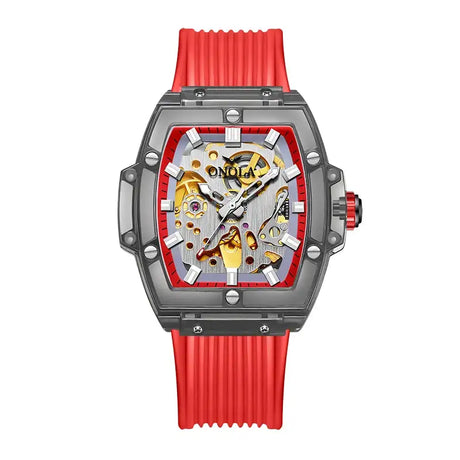 Luxury men's watch onola plastic transparent hollow full automatic mechanical watches men waterproof clock - Lootquake