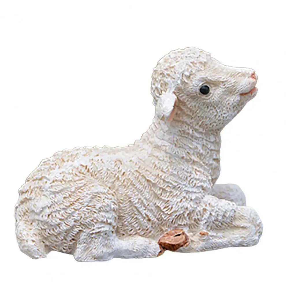 Sheep Sculpture  Cute Micro Landscape Sheep Sculpture  Synthetic Resin Animal Figurine