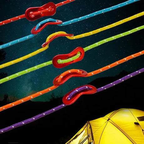 Outdoor 4M Reflective Guyline Camping Tent Cord Paracord Rope with Guyline Adjuster Tent Tarp Canopy Shelter Backpacking Rope - Lootquake