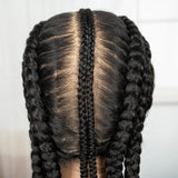 36" Full Lace Cornrow Braided Wig | Knotless Braids | Synthetic Natural Braided Lace Wig with Baby Hair for Black Women