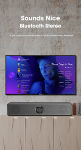 Altavoz Bluetooth Salange con cable USB, puerto de 3,5 mm, barra de sonido para PC, consola de juegos, teléfono inteligente, portátil, tableta, juego de escritorio negro largo