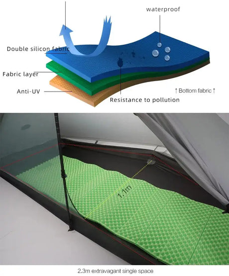 [HODR] 3F UL GEAR Lanshan 1 pro Tipi Tent Rodless Solo Ultralight 690g 20D Nylon Fabric Camping Season Tent Trekking Tents - Lootquake