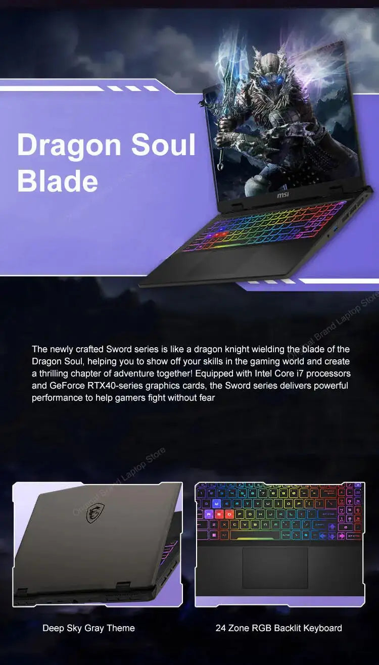 2024 MSI Sword 17 HX Laptop 17 Inch 2.5K QHD 240Hz IPS Screen Netbook i7-14700HX 16GB 1TB SSD RTX4060 Gaming Notebook Computer - Lootquake