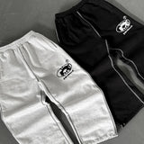 New Streetwear PROTECT Jogging Sweatpants Letter Pattern Embroidered Baggy Sweatpants Harajuku Gothic Tight Waist Loose Trousers - Lootquake
