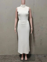 Tossy Elegant Knitwear 2 Piece-Set Long Dress Female Ribbed Sweater Pullover And Loose Patchwork Maxi Skirt Sets Ladies Outfits