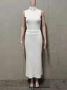 Tossy Elegant Knitwear 2 Piece-Set Long Dress Female Ribbed Sweater Pullover And Loose Patchwork Maxi Skirt Sets Ladies Outfits