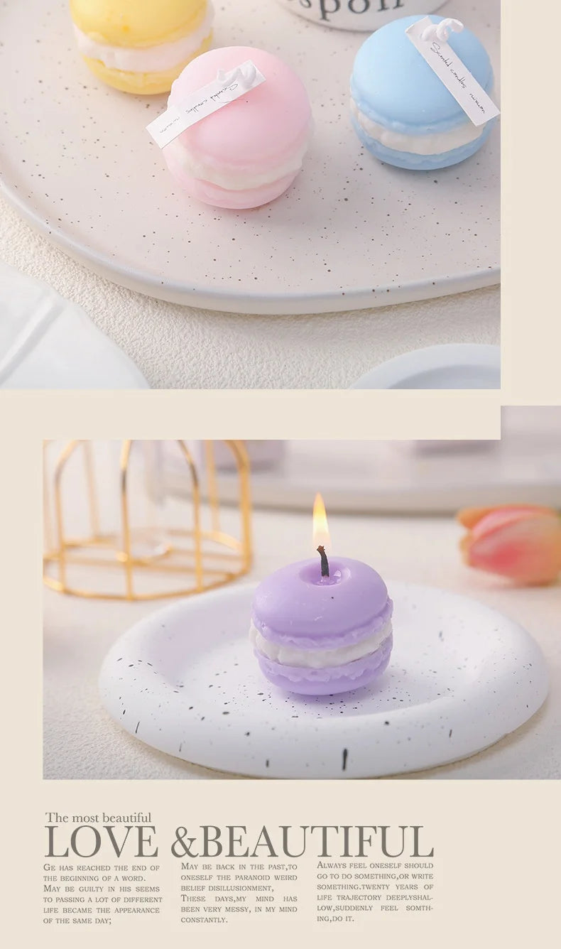 Velas de aromaterapia con diseño creativo de macarrones (2025), colección de fragancias para el hogar, adornos decorativos, regalos de Navidad y cumpleaños.