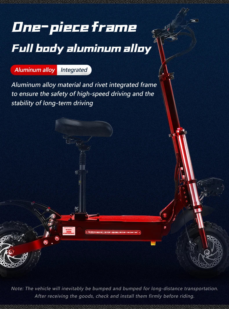 6000W Powerful Electric Scooter 60V 38Ah Max Speed 85km/h 100kmRange 11'' Tires Dual Shock Absorbing Folding EScooter for Adults