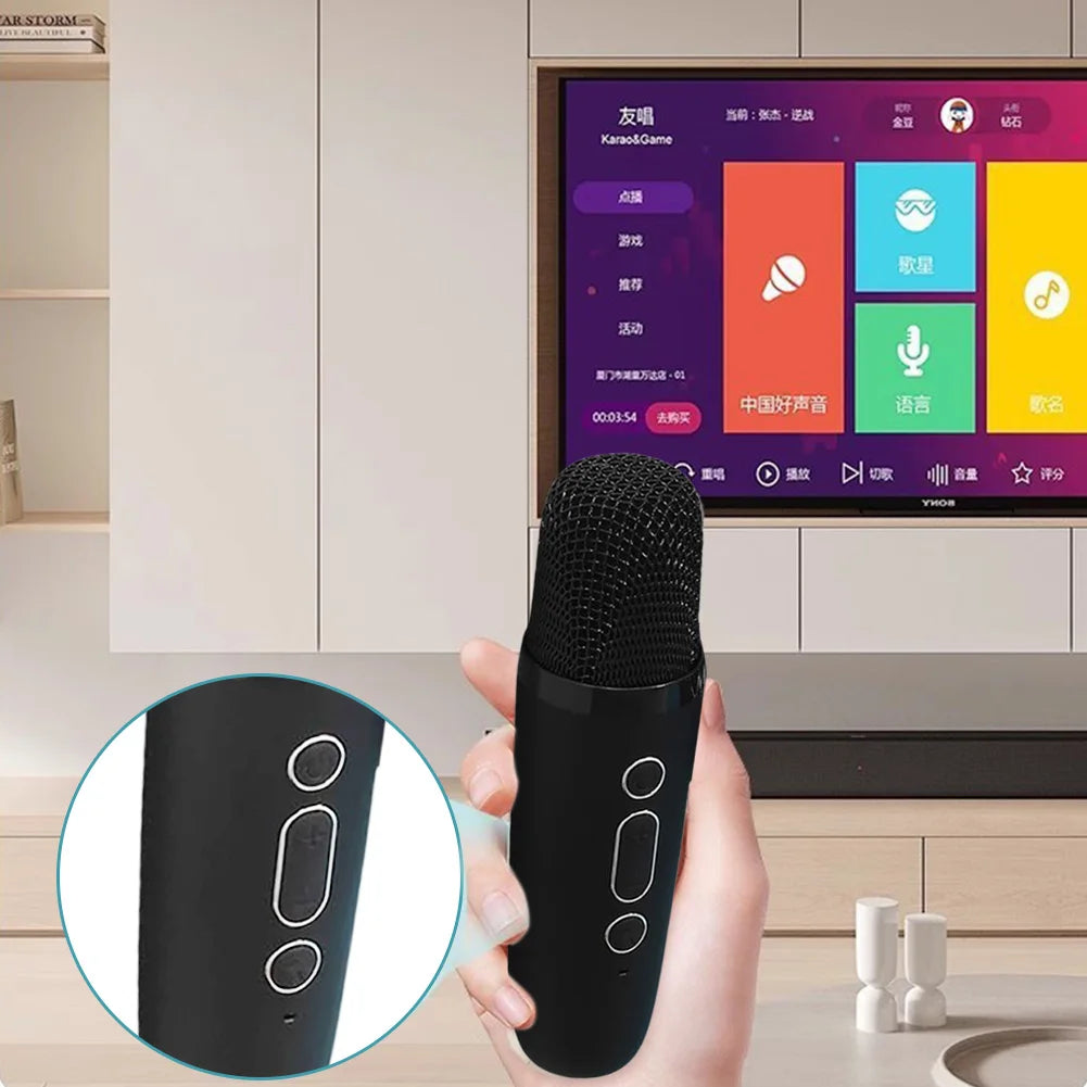 Máquina de karaoke Bluetooth 5.3 con micrófono inalámbrico y luces LED ajustables, mini altavoz para niños y adultos.
