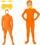 Halloween Party Jumpsuit Orange Costume Yellow Moustache and Eyebrow Baring Orange Bodysuit Masquerade Outfits for Kid and Adult