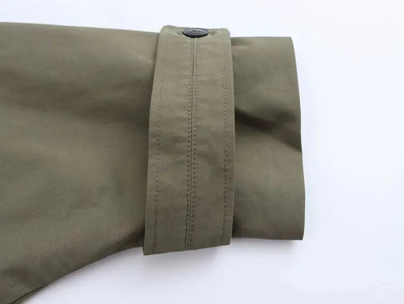 Autumn Winter Army Green Windbreaker Jacket Women Streetwear Loose Oversize Hooded Overcoat Female Single Breasted Thicken Coat - Lootquake