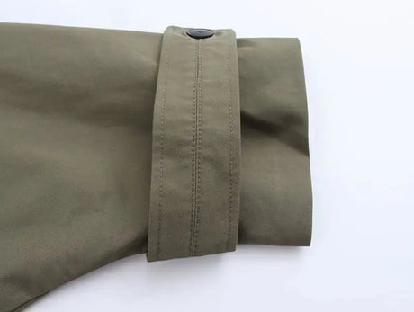 Autumn Winter Army Green Windbreaker Jacket Women Streetwear Loose Oversize Hooded Overcoat Female Single Breasted Thicken Coat - Lootquake