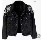 Pearl Denim Coat Women Cotton Spring Autumn Ropa Cardigan Jeans Punk Gothic Bomber Jacket Windbreaker Y2k Women Jackets Korean - Lootquake