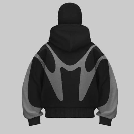 New Splicing Hip Hop Devil Pattern Hoodie Harajuku Double Hoodie Warm and Windproof Goth y2k Sweatshirt Design Hoodies Women - Lootquake
