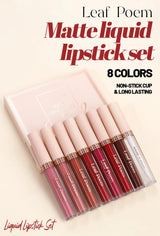 8 piezas de lápiz labial líquido mate, brillo de labios - resistente al agua, antiadherente, brillo de labios de larga duración, tonos marrón, rosa, morado y rojo, adecuado para el Día de San Valentín, diario, fiestas, viajes