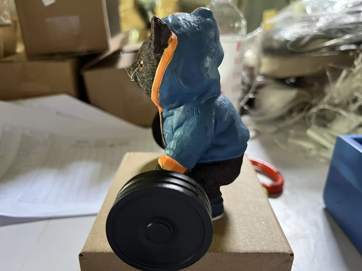Sculpture de chat fitness mignon, dessin animé, résine 3D, artisanat, bijoux pour la maison, ornements, meuble TV, armoire à vin simple, cadeau de Saint-Valentin