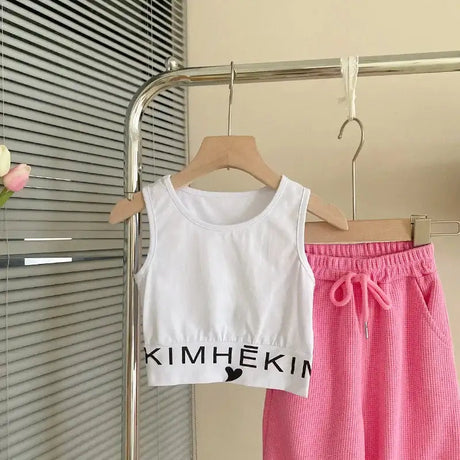 Autumn Baby Girl 3 Pieces Clothes Set Children Long Sleeve Letter Pullover + Sleeveless Top + Sport Pant Suit Girls Tracksuit - Lootquake