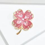 Cross border popular imitation emerald rhinestone four leaf clover brooch chest flower retro brooch - Lootquake