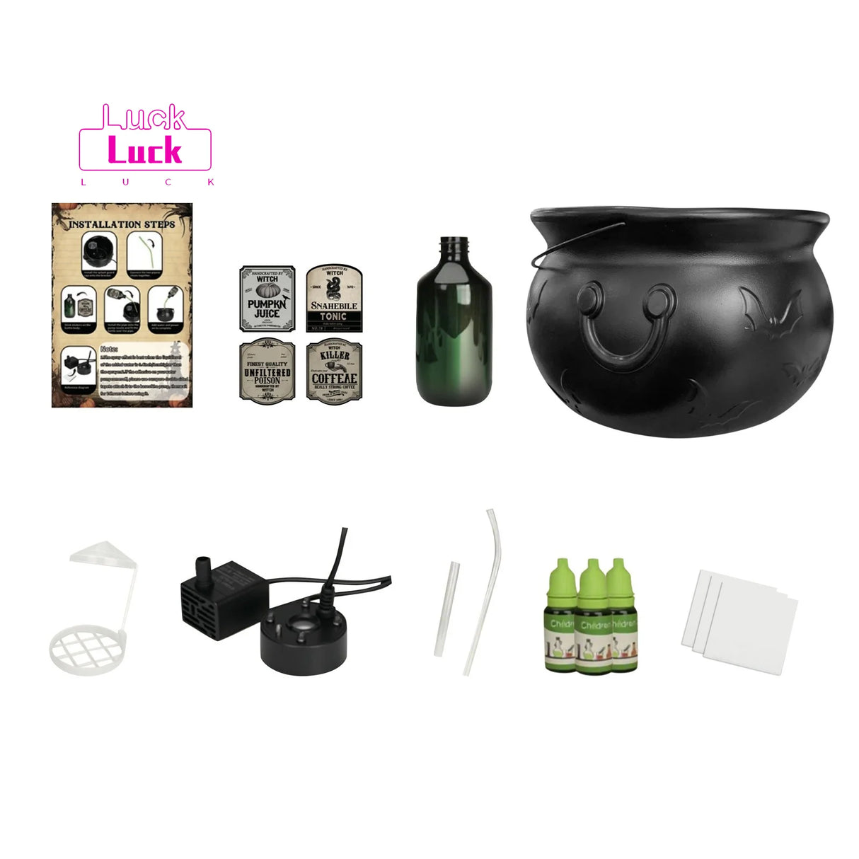 Halloween Fog-Enhanced Witch Cauldron Decor – DIY Floating Potion Set Perfect for Eerie Home Haunt Displays