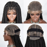 36" Curly End Box Braided Full Lace Wig | Straight Cornrows | Kanekalon Synthetic Braids