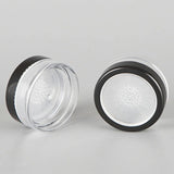 Lote de 10 unidades de 10 g de polvos sueltos compactos con tapa transparente negra, rejilla y tapa de PP, recipiente para polvos, caja vacía para polvos.