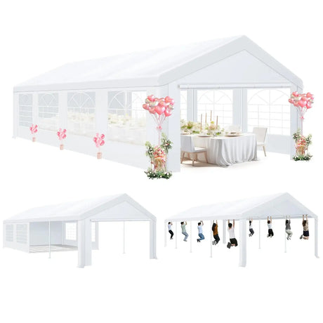 10 x 30 Canopy Tent Heavy Duty, 10x30 Party Tent with Removable Sidewalls & 4 Built-in Sandbags, Wedding Tent UV 50+，Waterproof - Lootquake