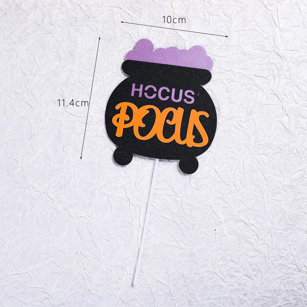 Happy Halloween Cake Topper Trick or treat Ghost Hat Bat Spider web Pumpkin Boo Goblin Bones Party Baking Cake Dessert DIY Decor