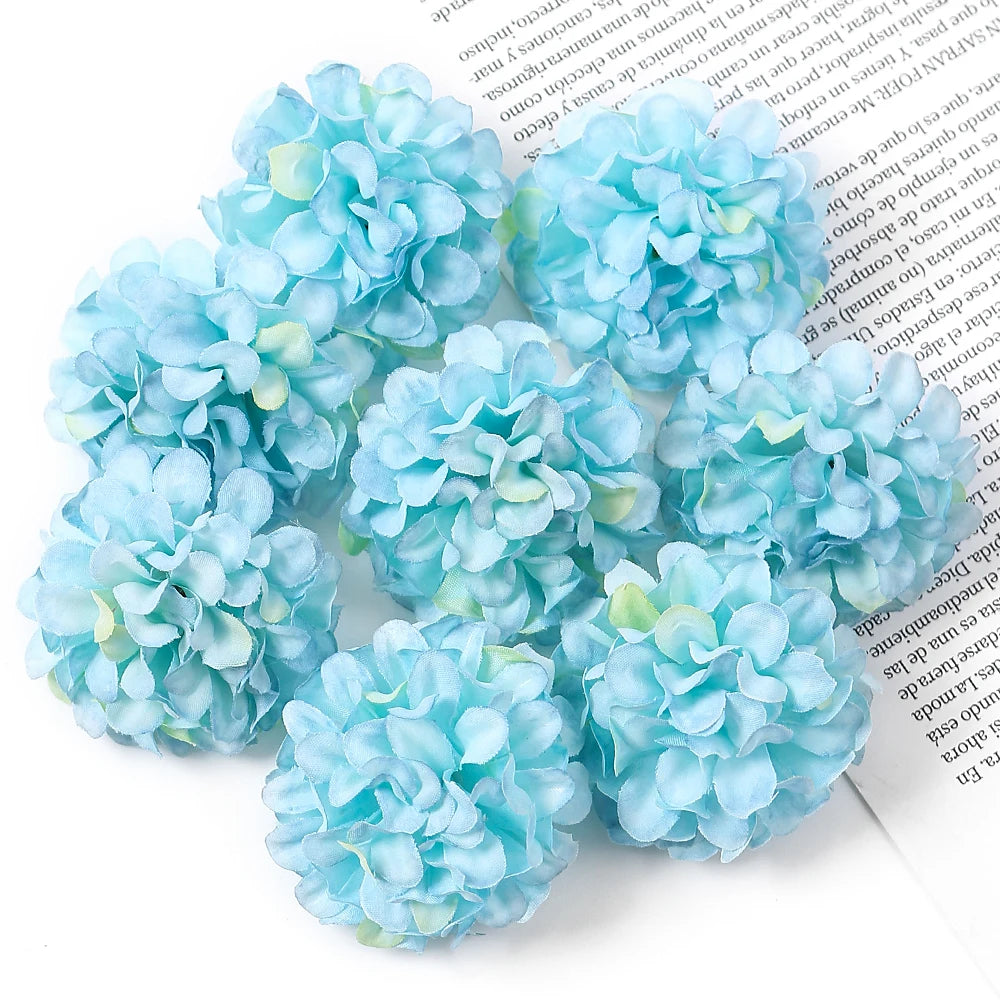 10Pcs Artificial Flowers Silk Hydrangea Fake Flower Head For Wedding Decoration Party Home Decor DIY Wreath Gift Craft Accessory