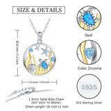 925 Sterling Silver Opal Sea Turtle Starfish Necklace Ocean Beach Necklace Mother Daughter Pendant Animal Jewelry Gift for Women - Lootquake